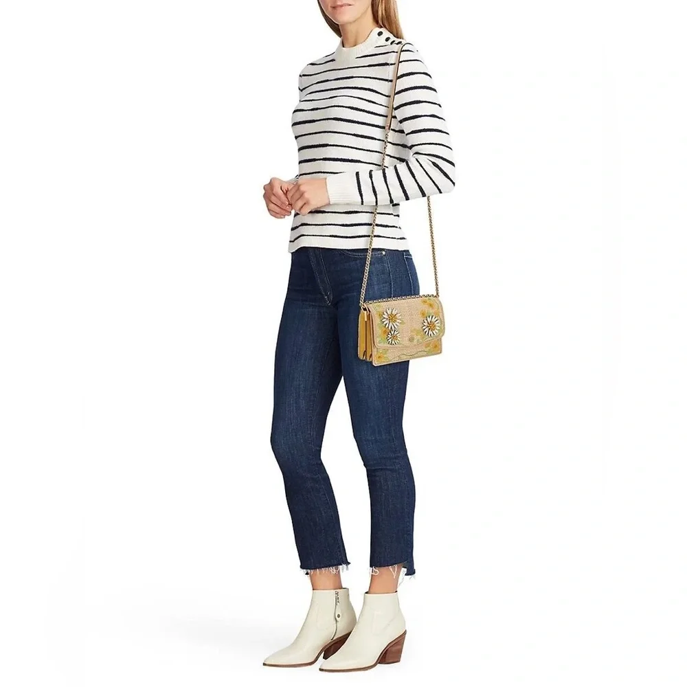 Tory Burch Robinson Embroidered Straw Shoulder Bag - Picture 2 of 5